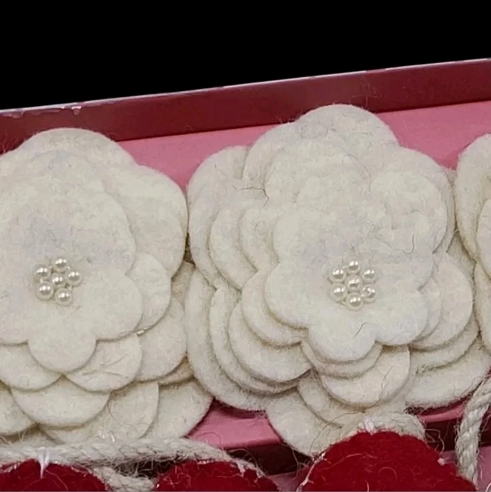 6ft Felt Hearts & Roses Beaded Valentines Day Garland Decor Love & Cupcakes New
